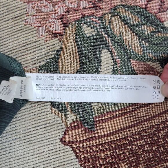 Balance Collection Leggings Womens Large Green Black Floral Watercolor BLL1126T - Picture 10 of 11